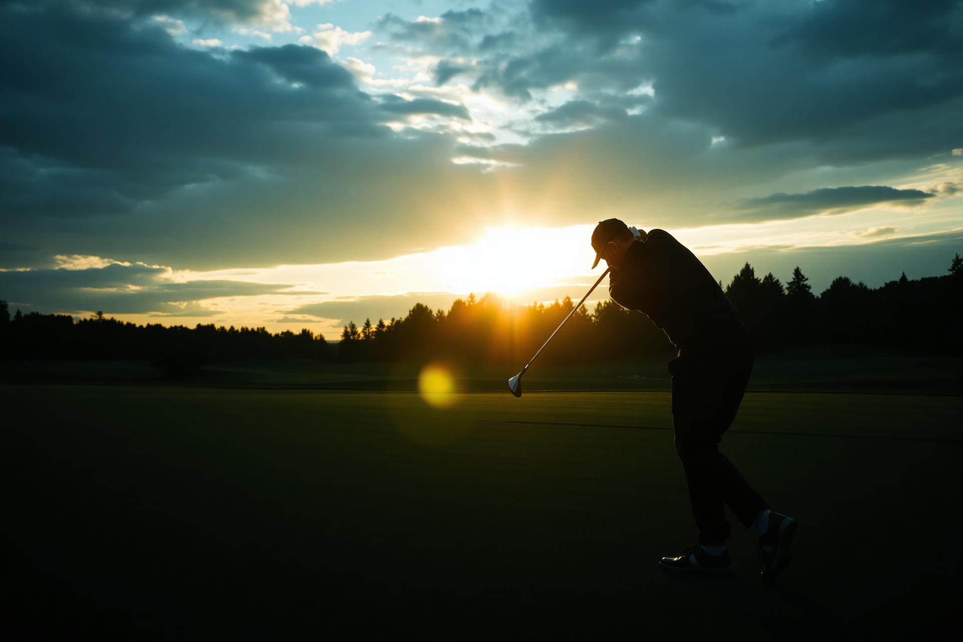 Golfer at sunset